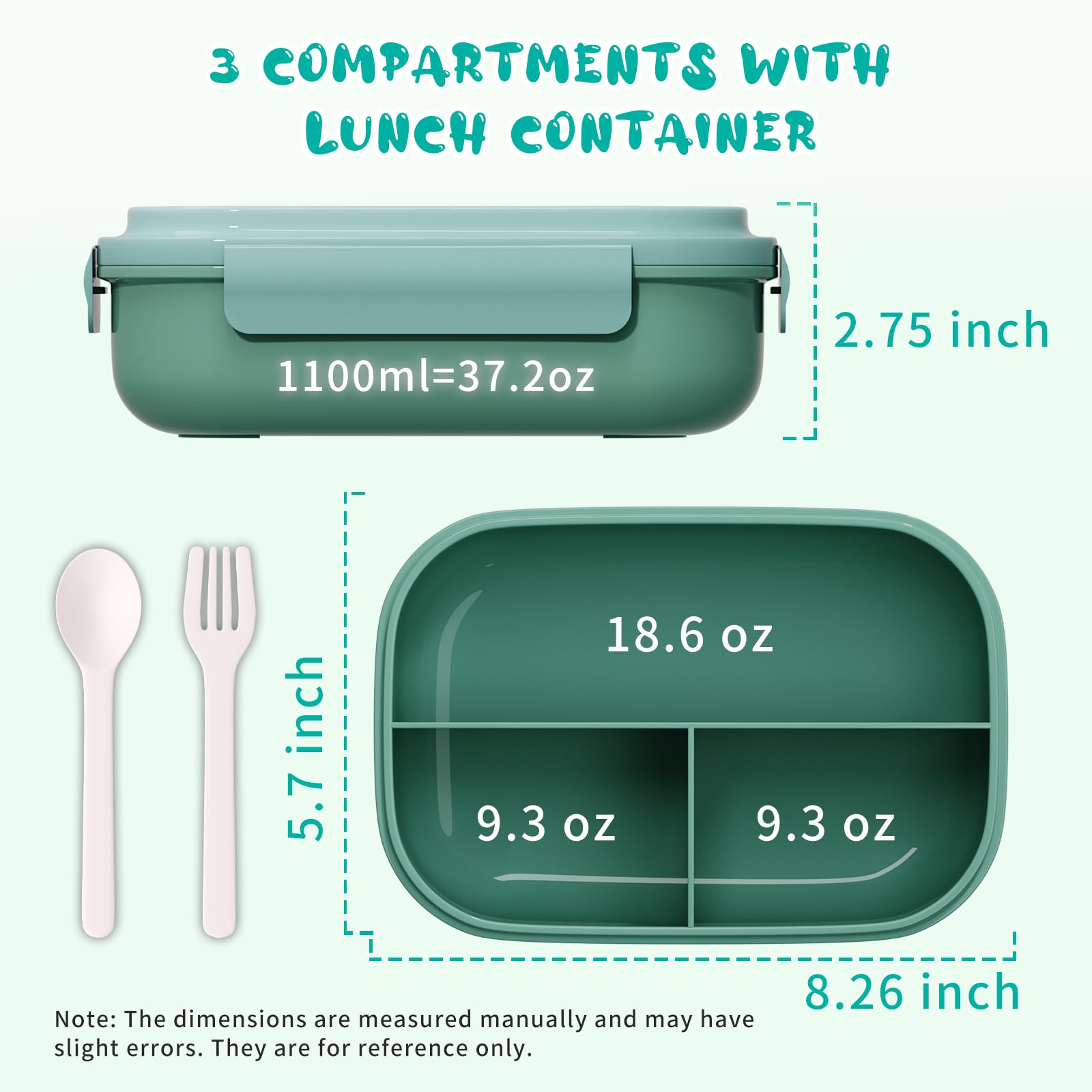 HSXMN Bento diseño sostenible en verde, reduce el desperdicio de plástico.