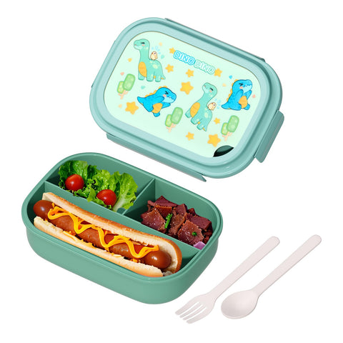 HSXMN Bento frente con tapa verde, práctico para comidas rápidas fuera de casa.