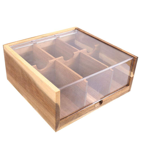HTB caja de té acacia con estilo elegante para mostrador