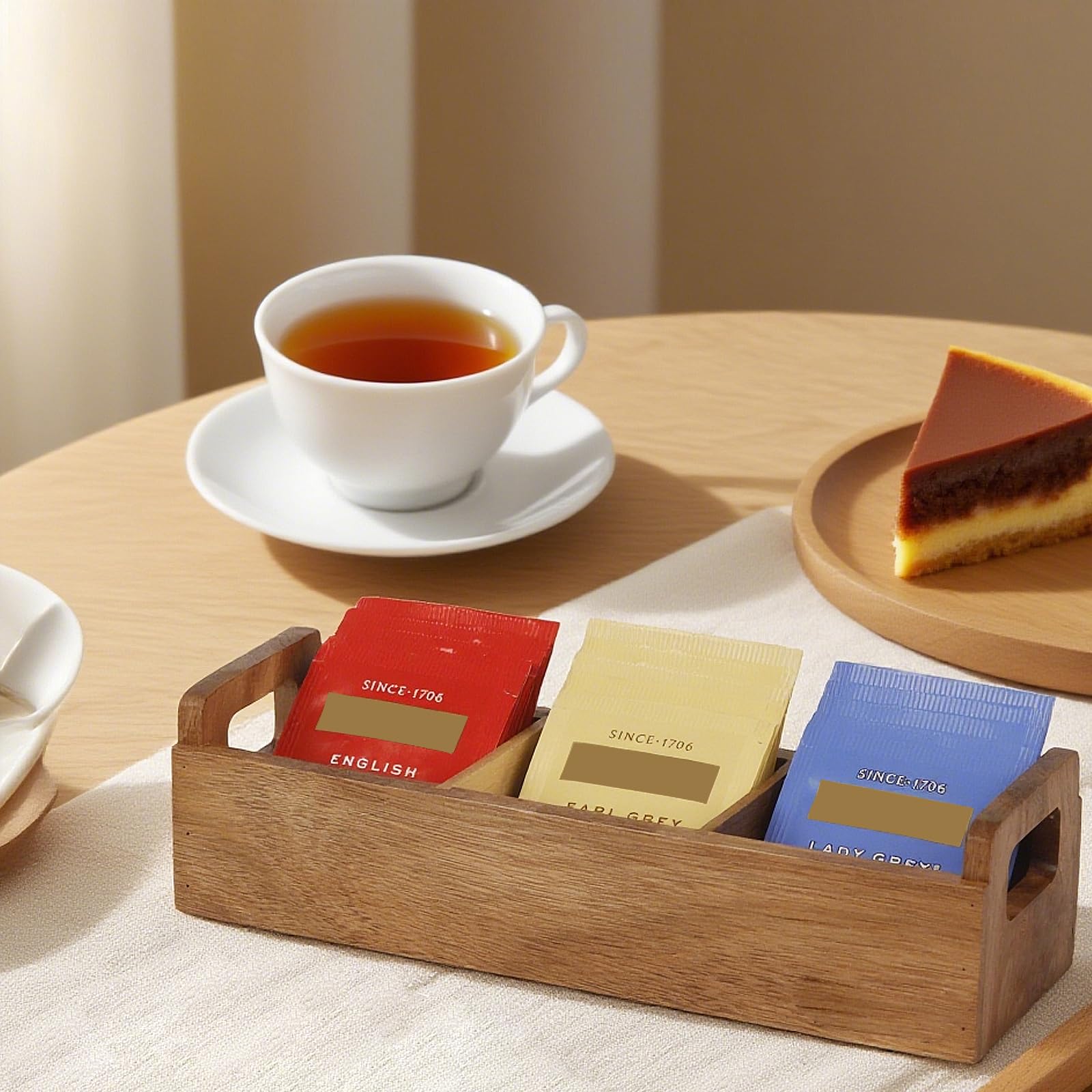 HTB caja de té con asa para servir en mostrador diario.