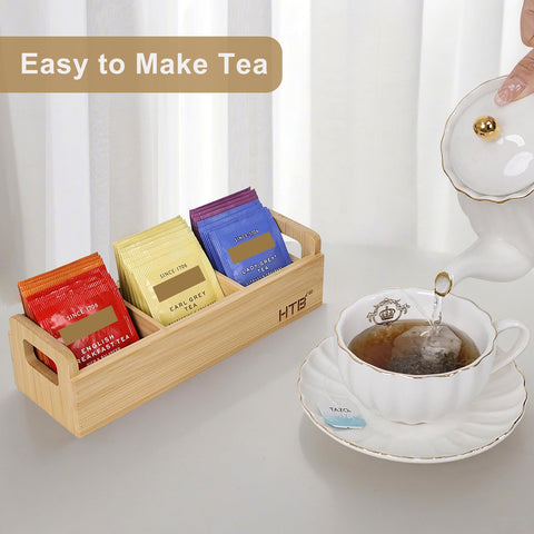 HTB dimensiones compactas de té y bolsitas en bambú para mostradores