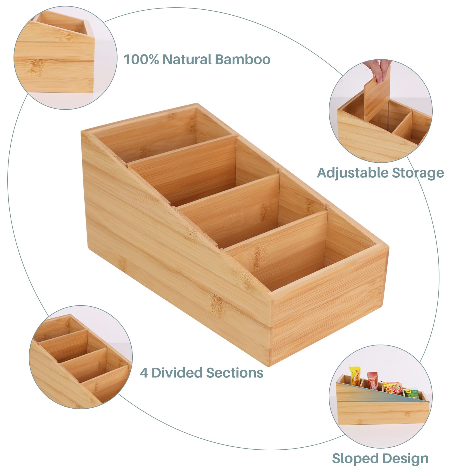 HTB organizador de bambú ideal para armario y cocina, fácil de ordenar