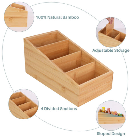 HTB organizador de bambú ideal para armario y cocina, fácil de ordenar