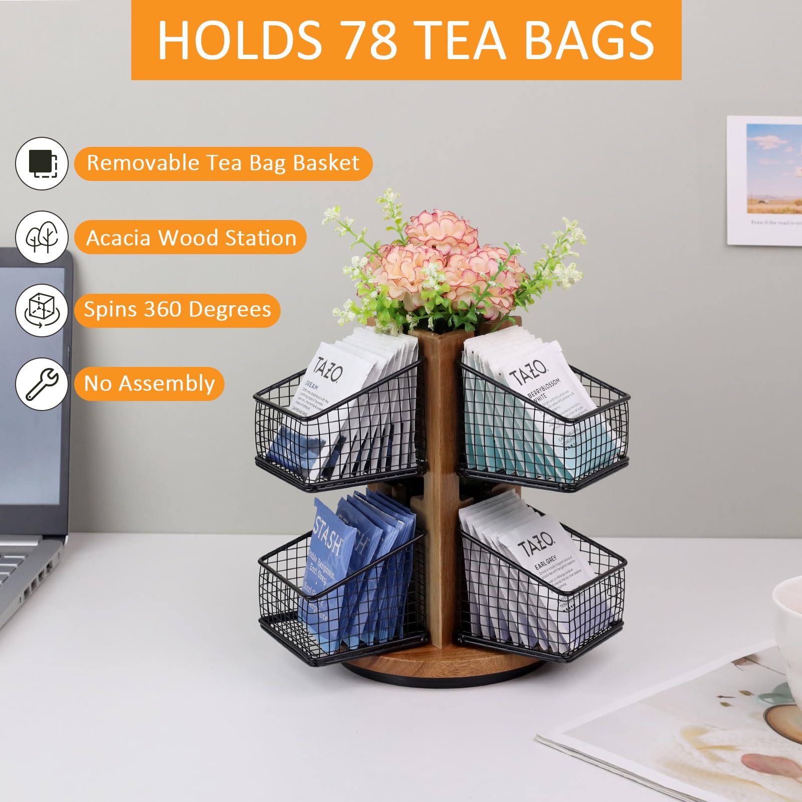 HTB organizador de té vertical mantiene sabores visibles y ordenados.