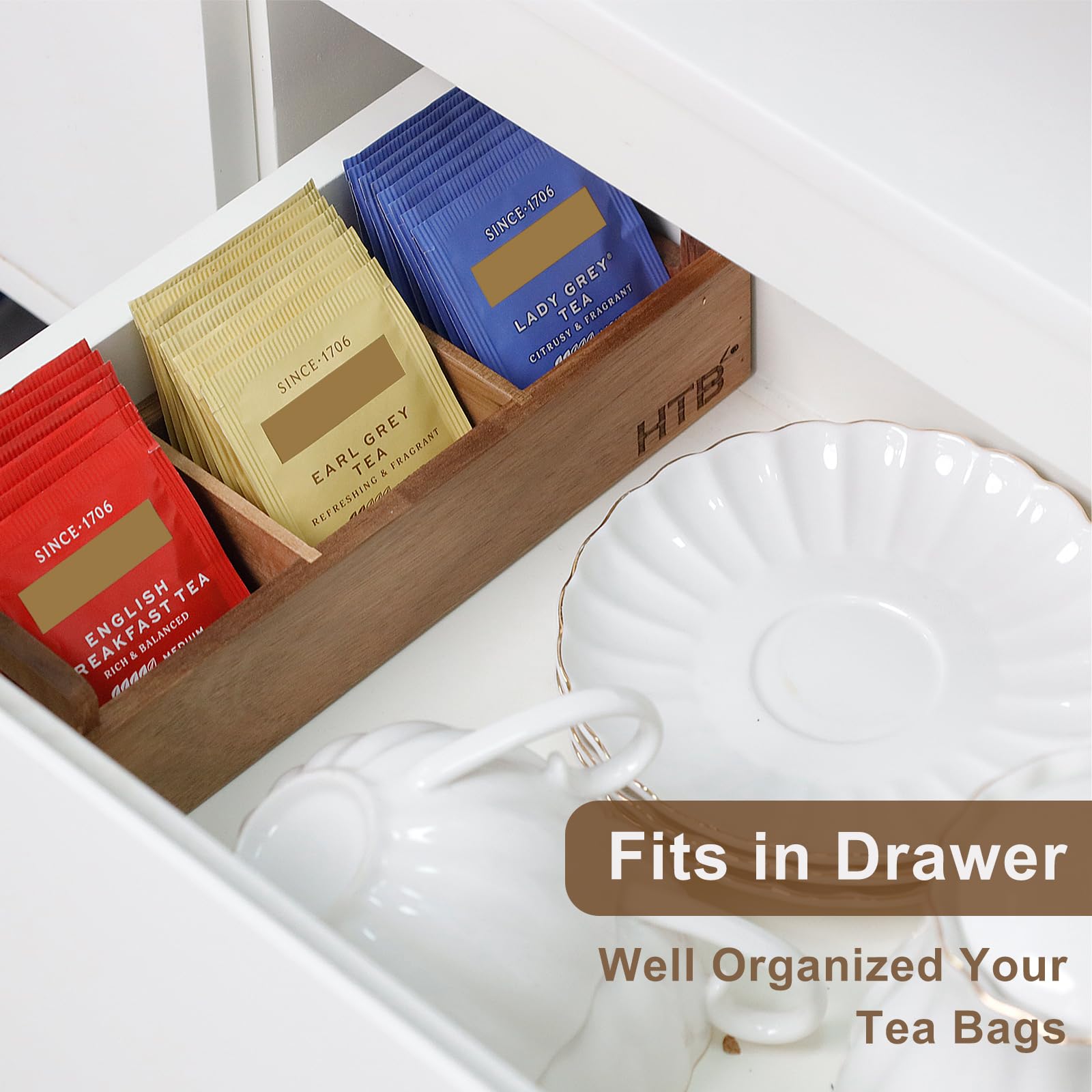 HTB organizador multifuncional para té y saborizantes, fácil acceso.