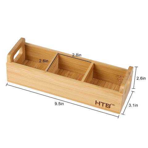 HTB organizador de té en bambú portátil ideal para cocina y oficina