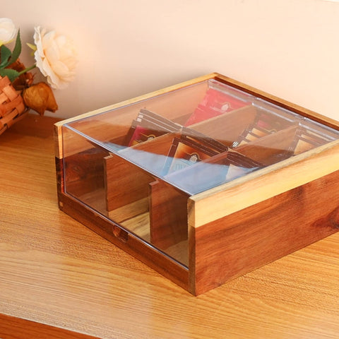 HTB organizador de té sobre la mesa de cocina