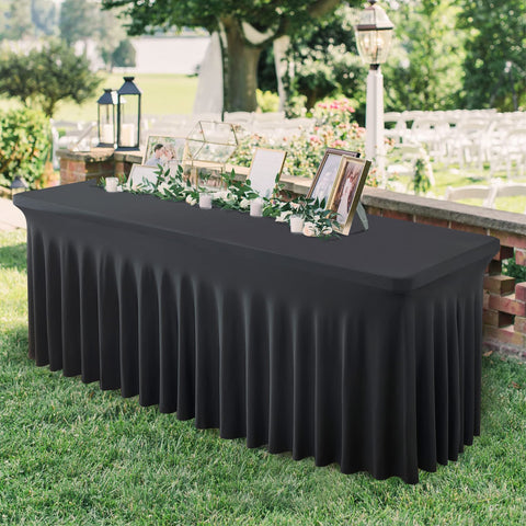 Htper funda de mesa con faldón negro profesional para ambiente formal