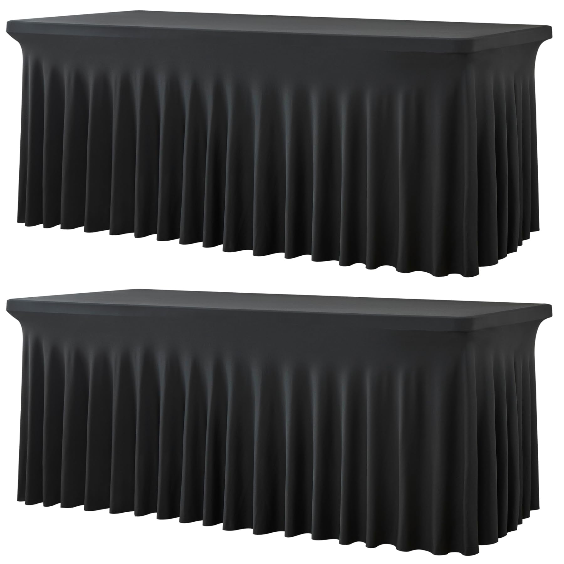 Htper fundas de mesa negras elásticas para mesas de 4 pies, ajuste cómodo para eventos