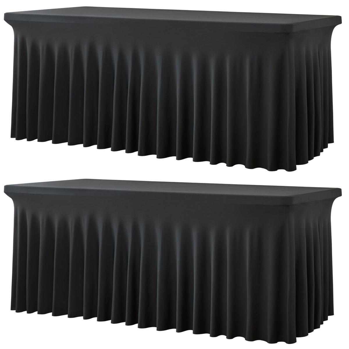 Htper fundas de mesa negras elásticas para mesas de 4 pies, ajuste cómodo para eventos