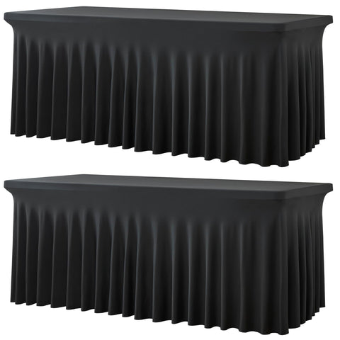 Htper fundas de mesa negras elásticas para mesas de 4 pies, ajuste cómodo para eventos