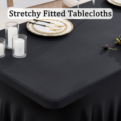Htper mantel espandex negro 6ft, faldón plegado añade elegancia a la mesa.
