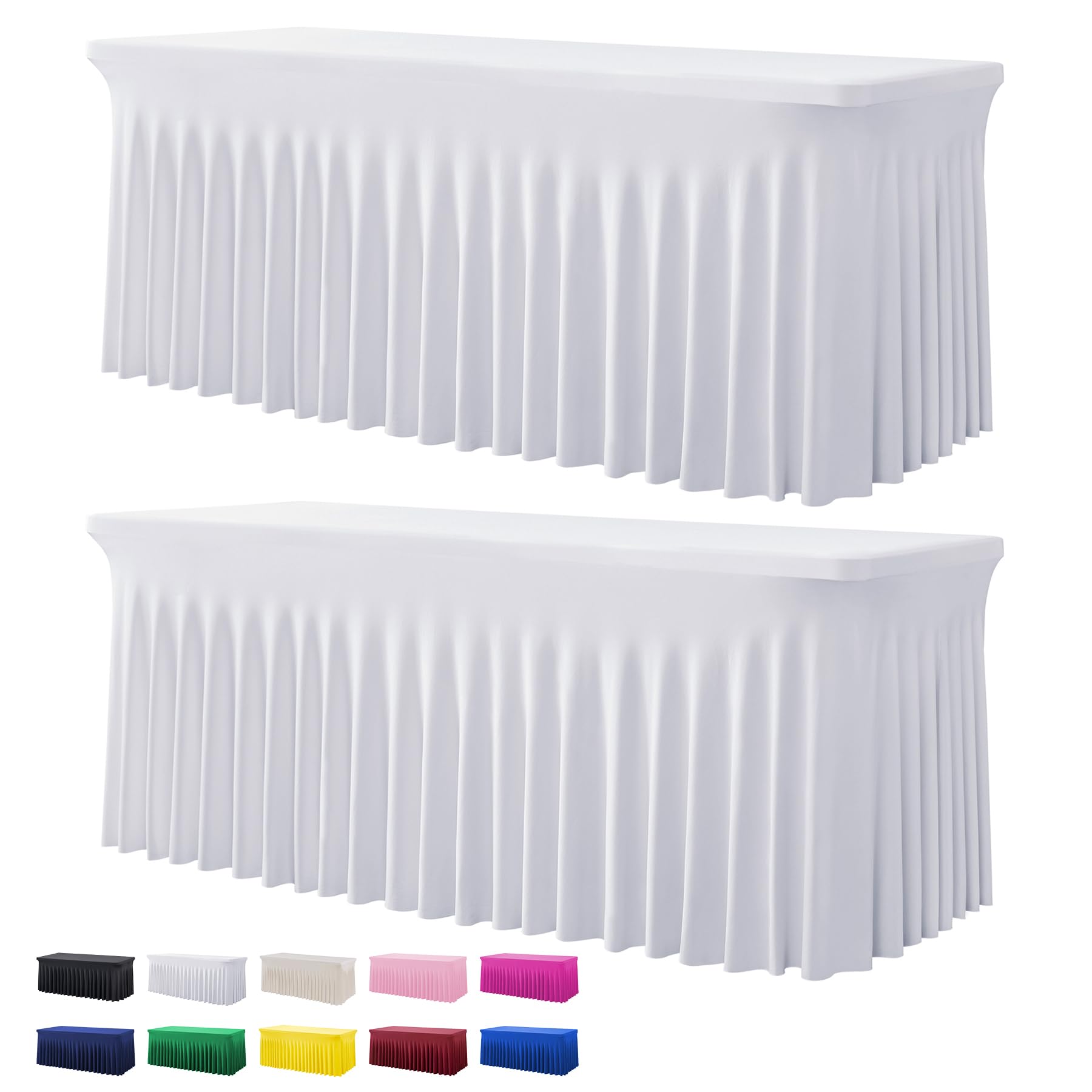 Htper mantel spandex blanco para mesa rectangular de 6 pies, 2-pack, ajuste fácil para fiestas