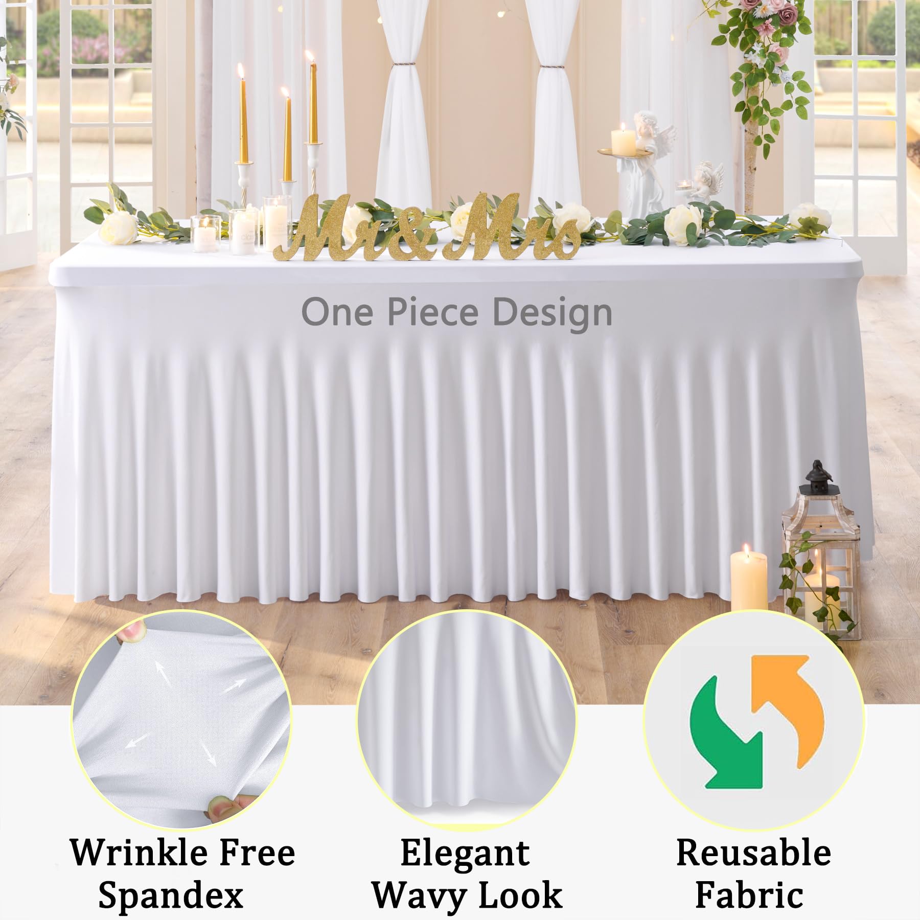 Plegues elegantes en mantel spandex blanco Htper para ambiente sofisticado