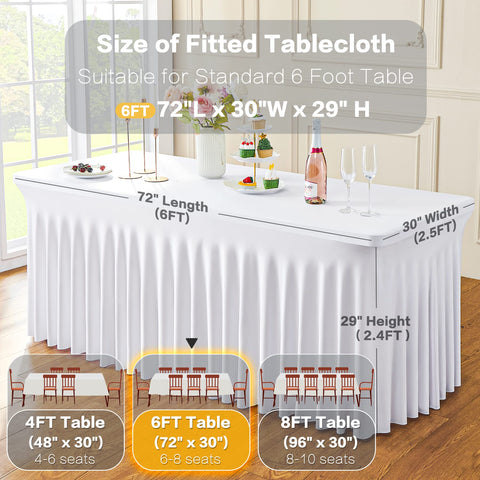 Htper mantel spandex blanco con pliegues, añade elegancia a la mesa de servicio