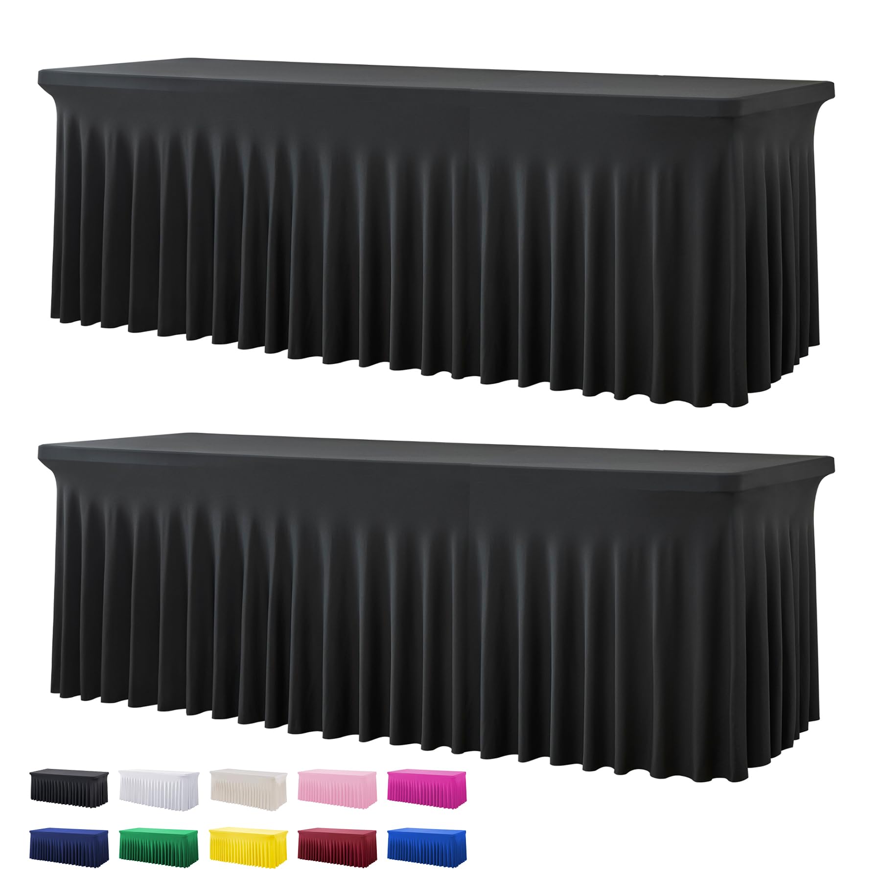 Htper mantel spandex negro para mesa de 8 pies, mantiene la apariencia limpia.