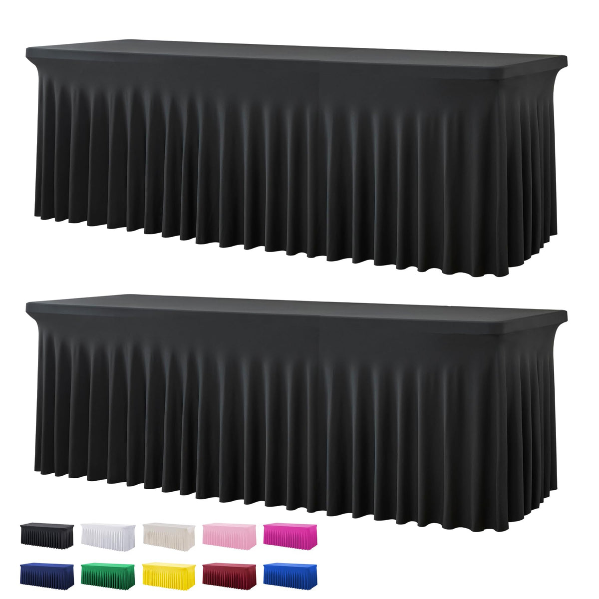 Htper mantel spandex negro para mesa de 8 pies, mantiene la apariencia limpia.