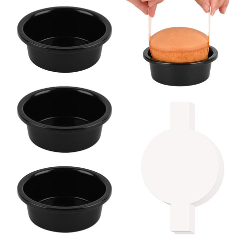 HUAKENER bandejas para torta 4 pulgadas, conjunto de 3, horneado uniforme y desmolde sencillo.