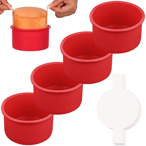 HUAKENER moldes de pastel redondo 4 piezas para pasteles uniformes y fáciles de desmoldar.