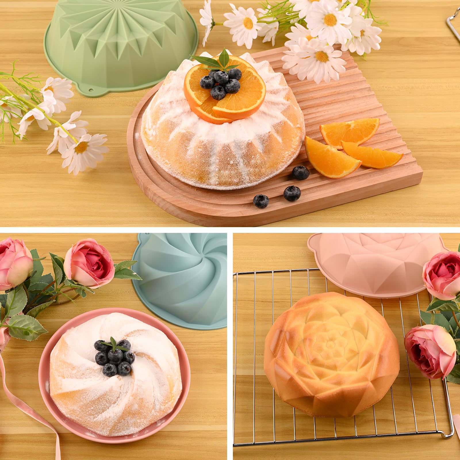 HUAKENER moldes de silicona para chocolates y postres fríos con forma floral.