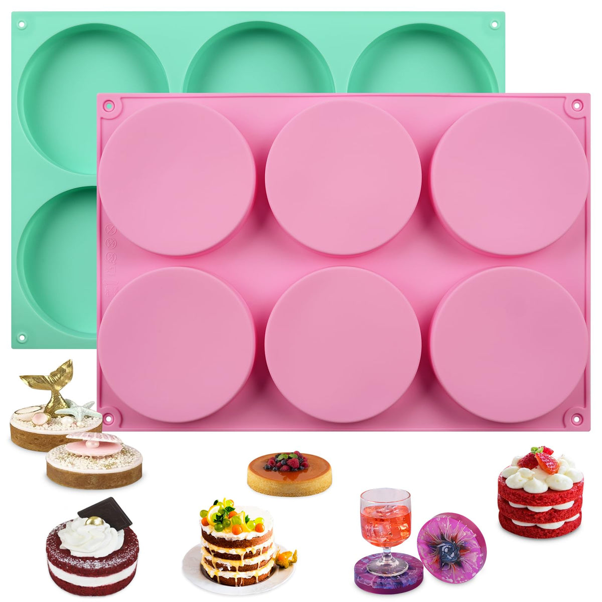HUAKENER moldes de silicona para muffins top, ideal para mini pasteles en casa.