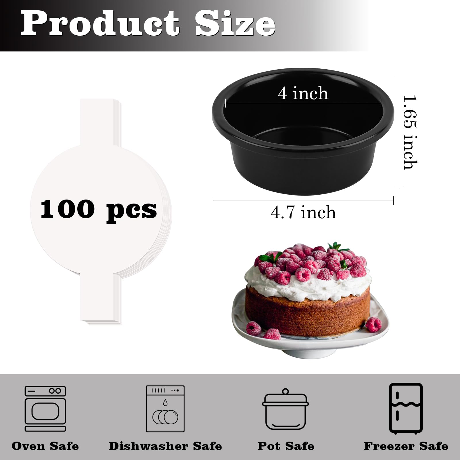 HUAKENER moldes torta antiadherentes de 4 pulgadas, set de 3, fácil desmolado.