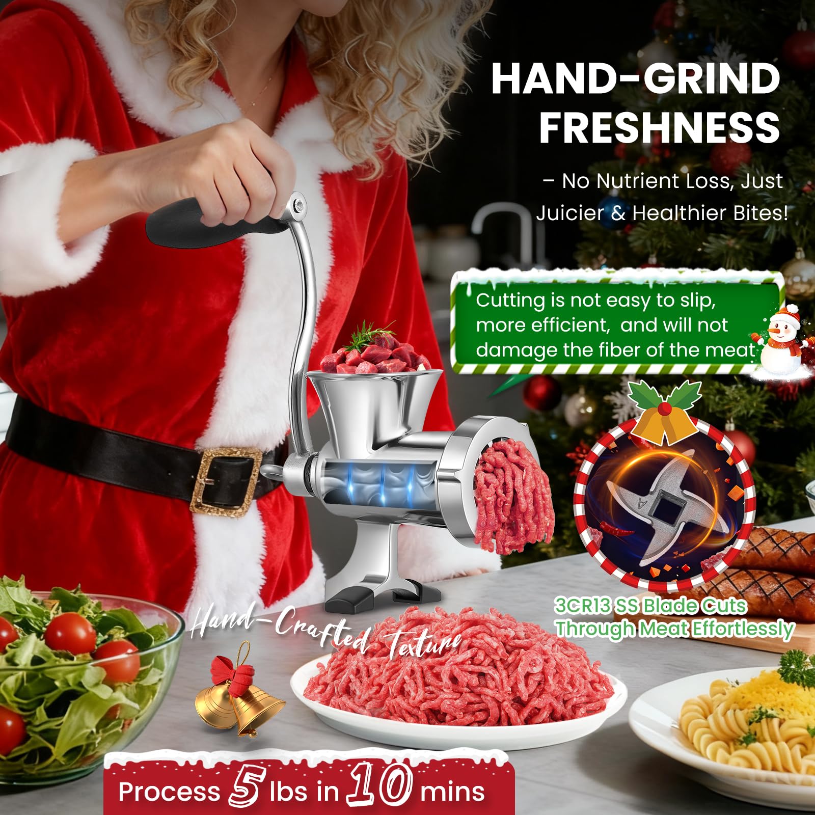 Huanyu Molino de carne Manual: tubo para salchichas para recetas caseras.