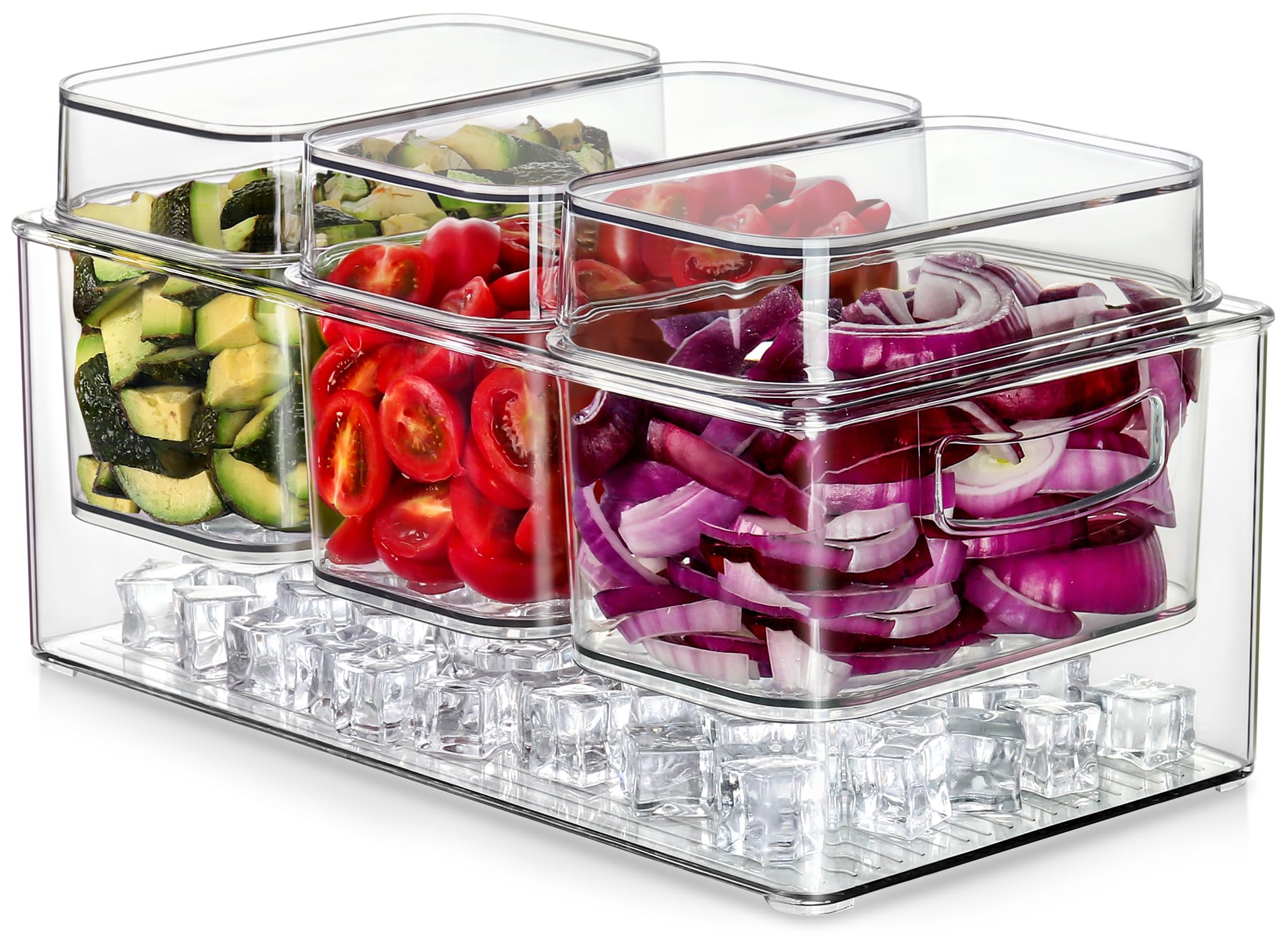 Hudgan bandeja de condimentos refrigerada con tapa para mantener frescos los ingredientes