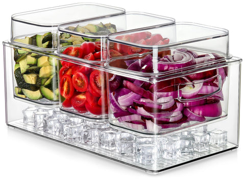 Hudgan bandeja de condimentos refrigerada con tapa para mantener frescos los ingredientes