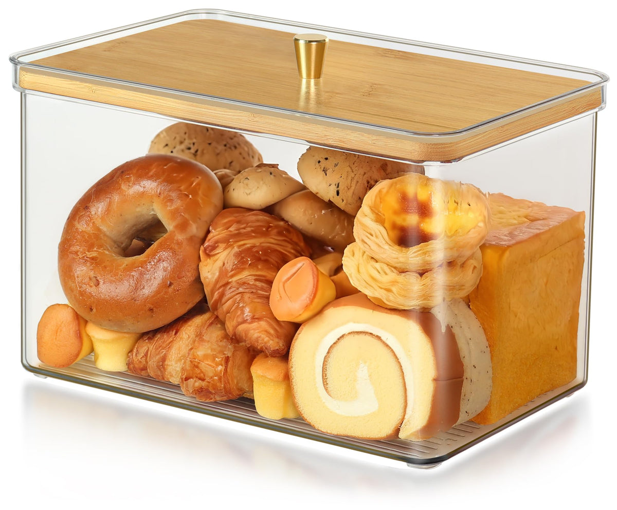 Hudgan panera de cocina con cristal transparente para ver pan fresco.