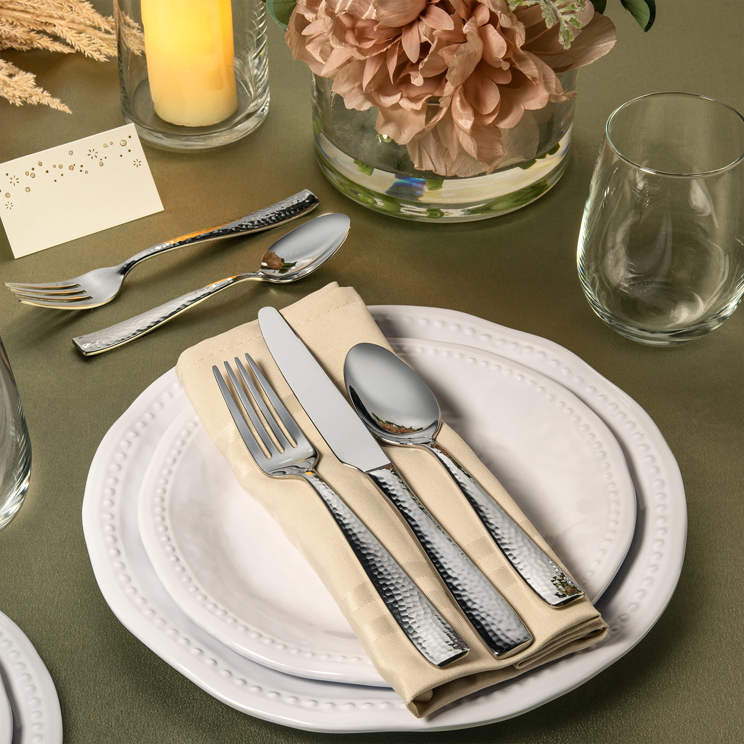 Hudson Essentials cuchara de cena martillada, brillo suave y cómodo agarre