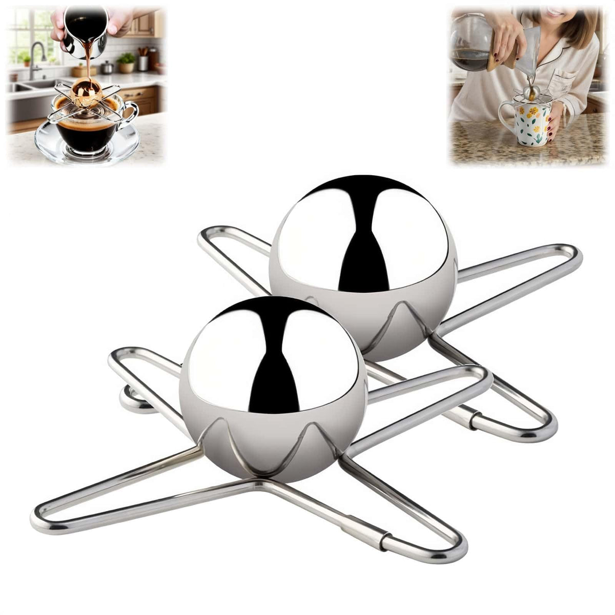 Bola enfriadora Huease para café en acero inoxidable, enfría sin diluir.