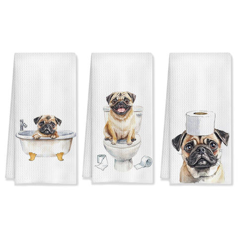 HUGANE: toallas de cocina pug decorativas para embellecer la encimera y secar platos.