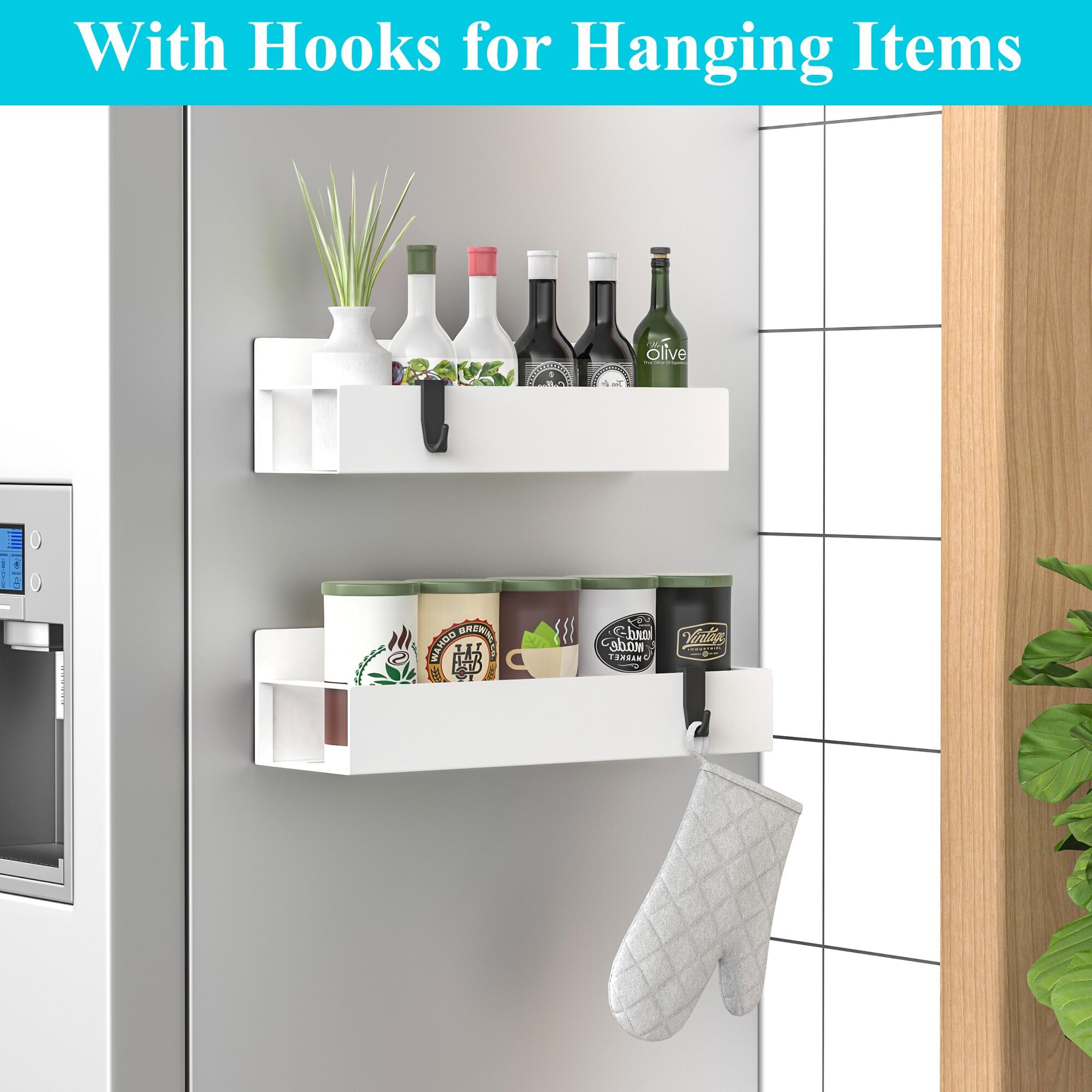 HuggieGems organizador especias magnético para refrigerador lateral, ahorro de espacio