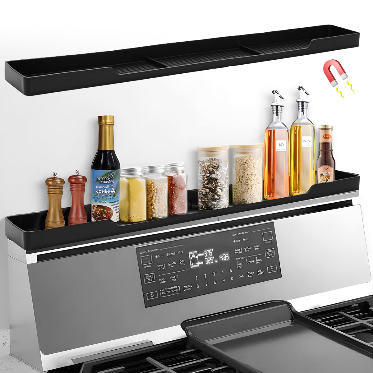 Hugro Tarfive 3-zona Organizador estufa facilita acceso rápido a especias y utensilios.
