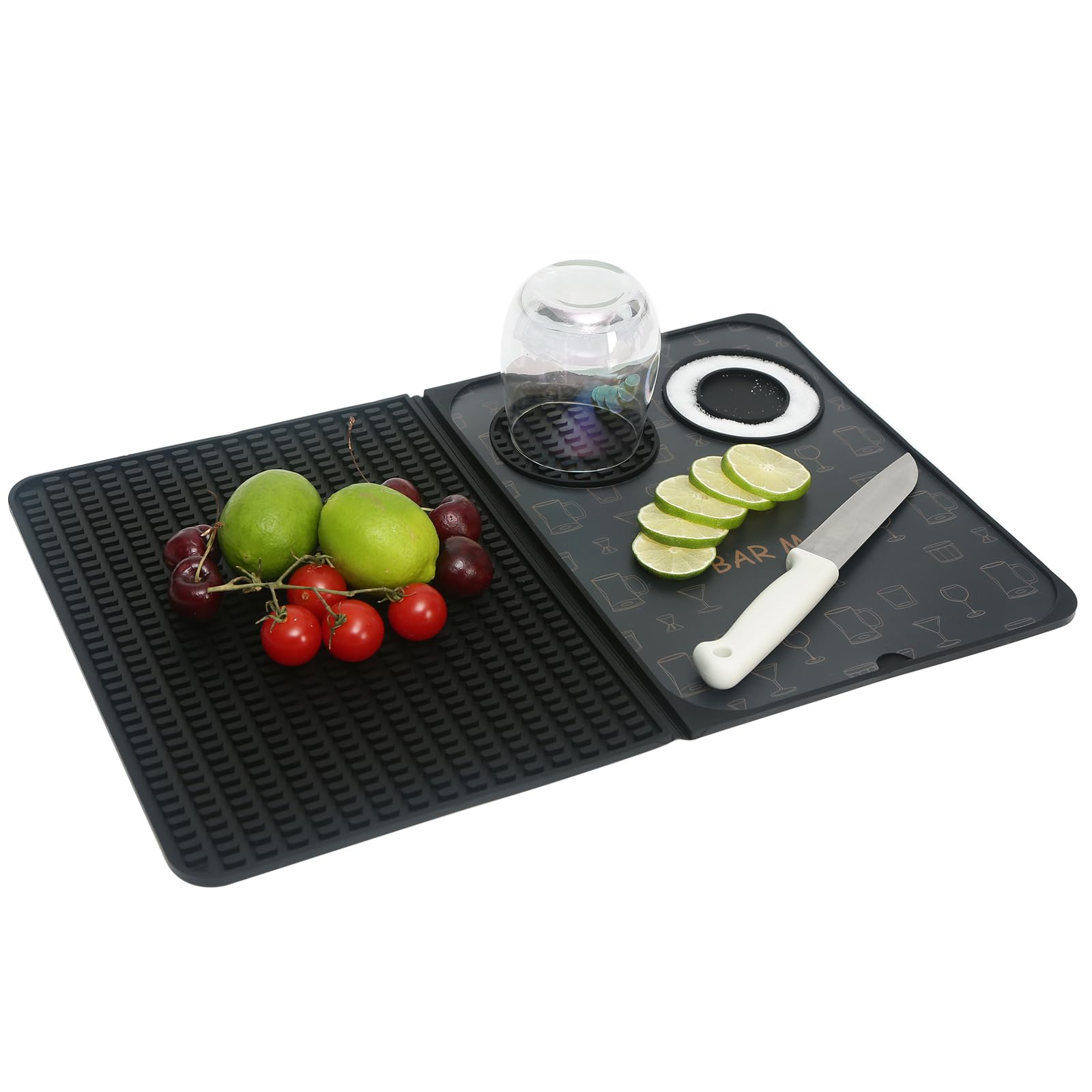 Alfombrilla Hugro Tarfive para bar doblable 18x12, ideal para encimeras compactas.