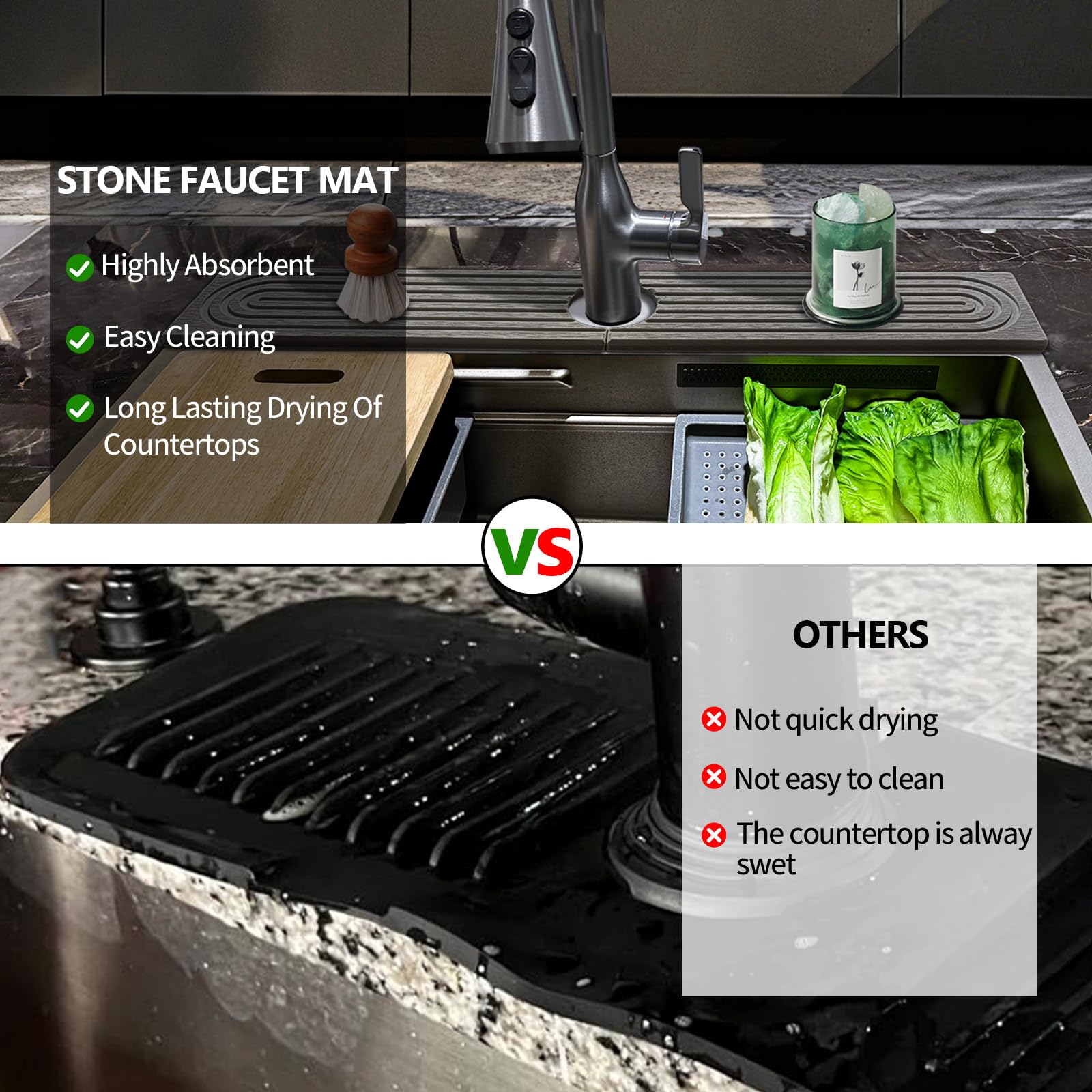 HUHAYUYA usos multiples cocina y baño, solución versátil para superficies secas