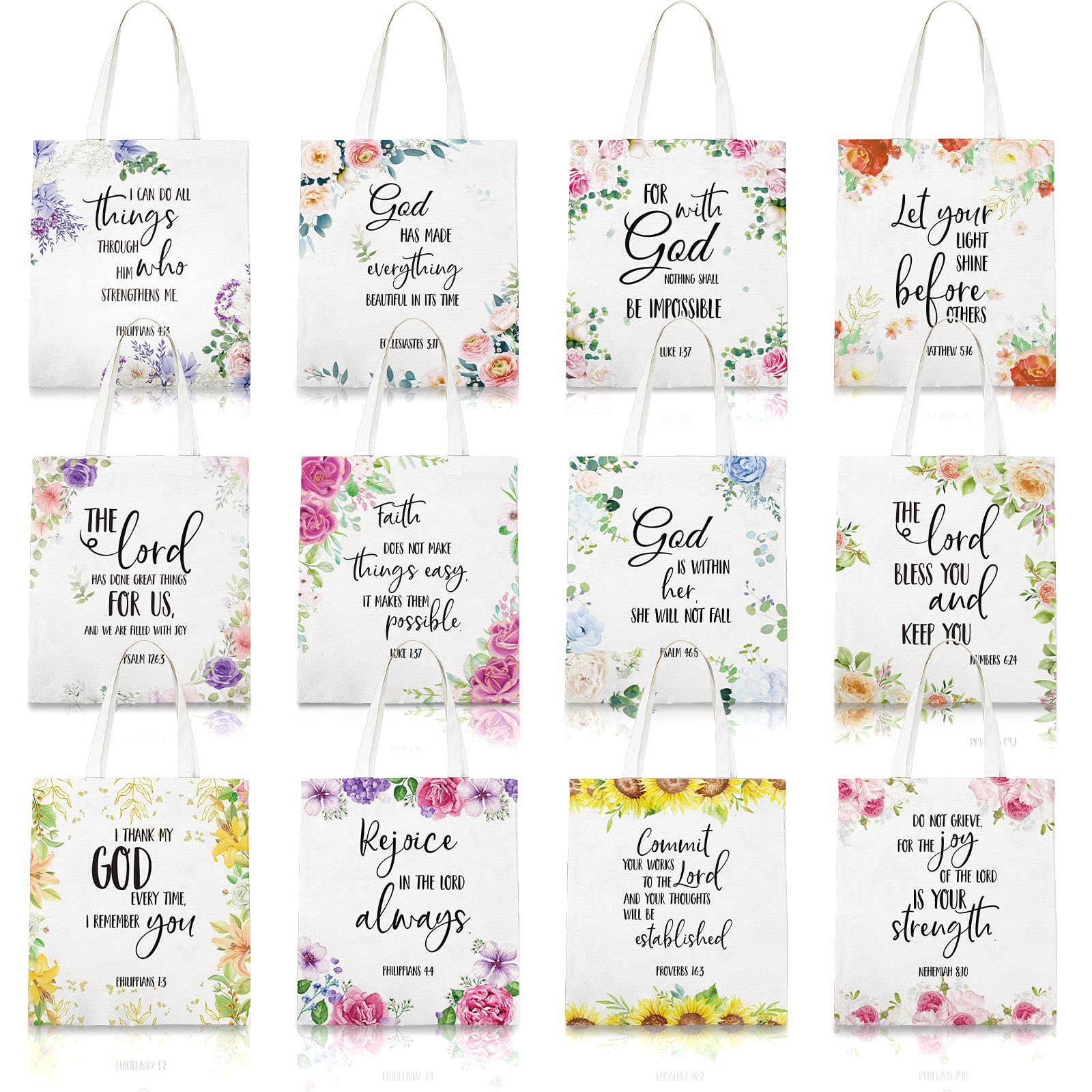Bolsas tote Huhumy con motivos florales en blanco, ideales como regalo