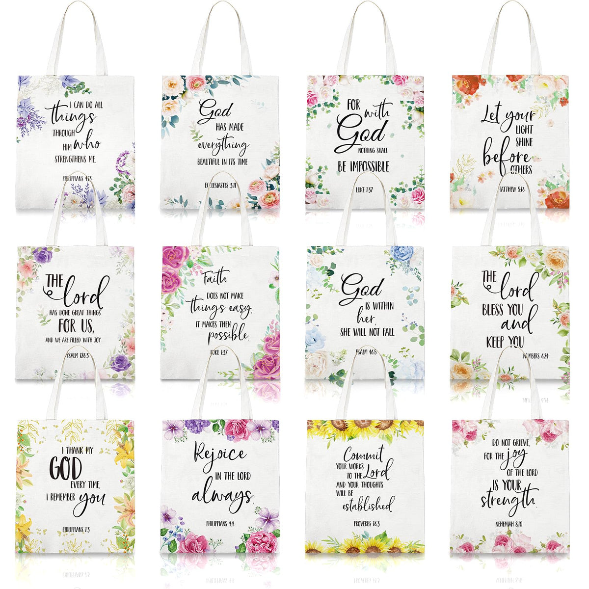 Bolsas tote Huhumy con motivos florales en blanco, ideales como regalo
