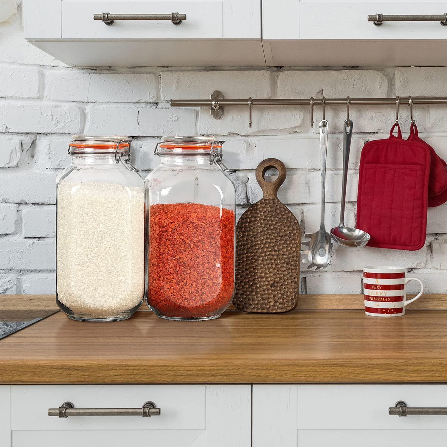 Huichuiero frascos de cocina con diseño transparente para ver el contenido.