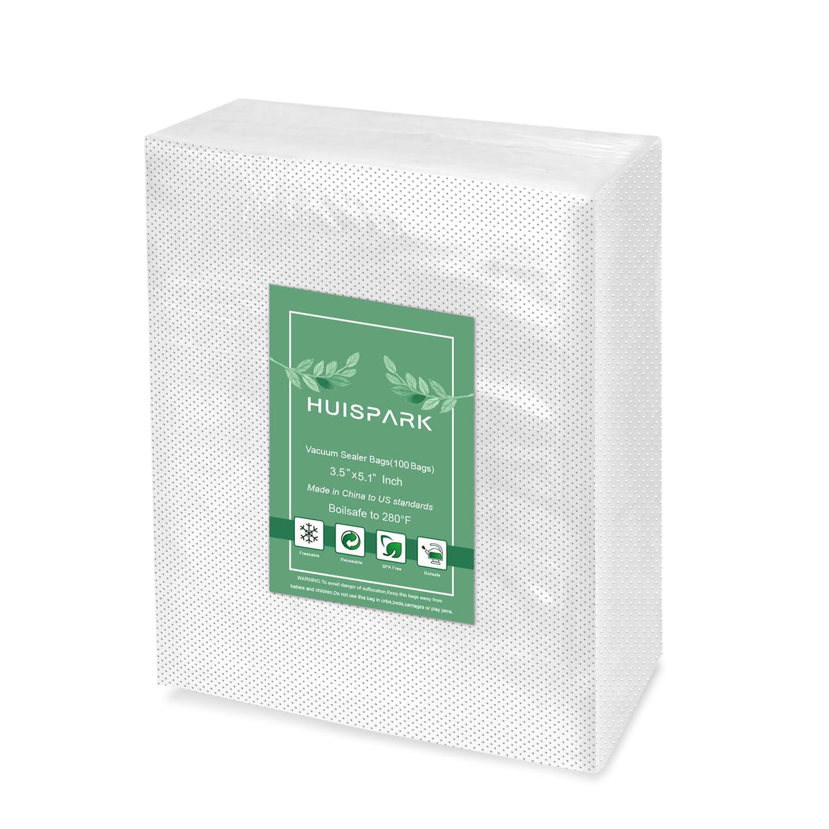 Bolsas HUISPARK de vacío 3.5 x 5.1 pulgadas, para almacenamiento seguro y limpio