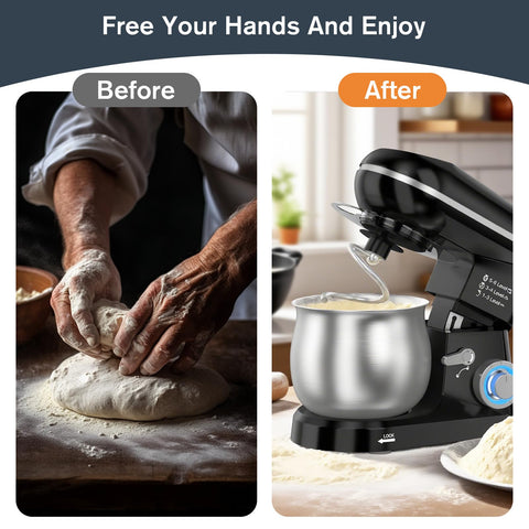 Mezcladora HULAXILOTI con cabeza inclinable para añadir ingredientes sin interrupciones