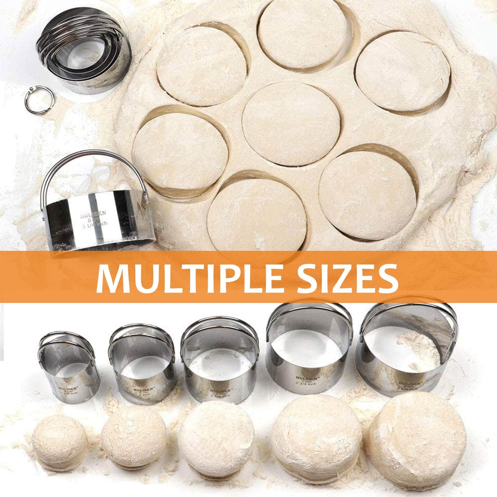 Cortadores de masa de múltiples tamaños HULISEN para diferentes recetas.