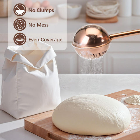 Dispensador de azúcar glas de HULISEN para repostería, control de vertido suave.