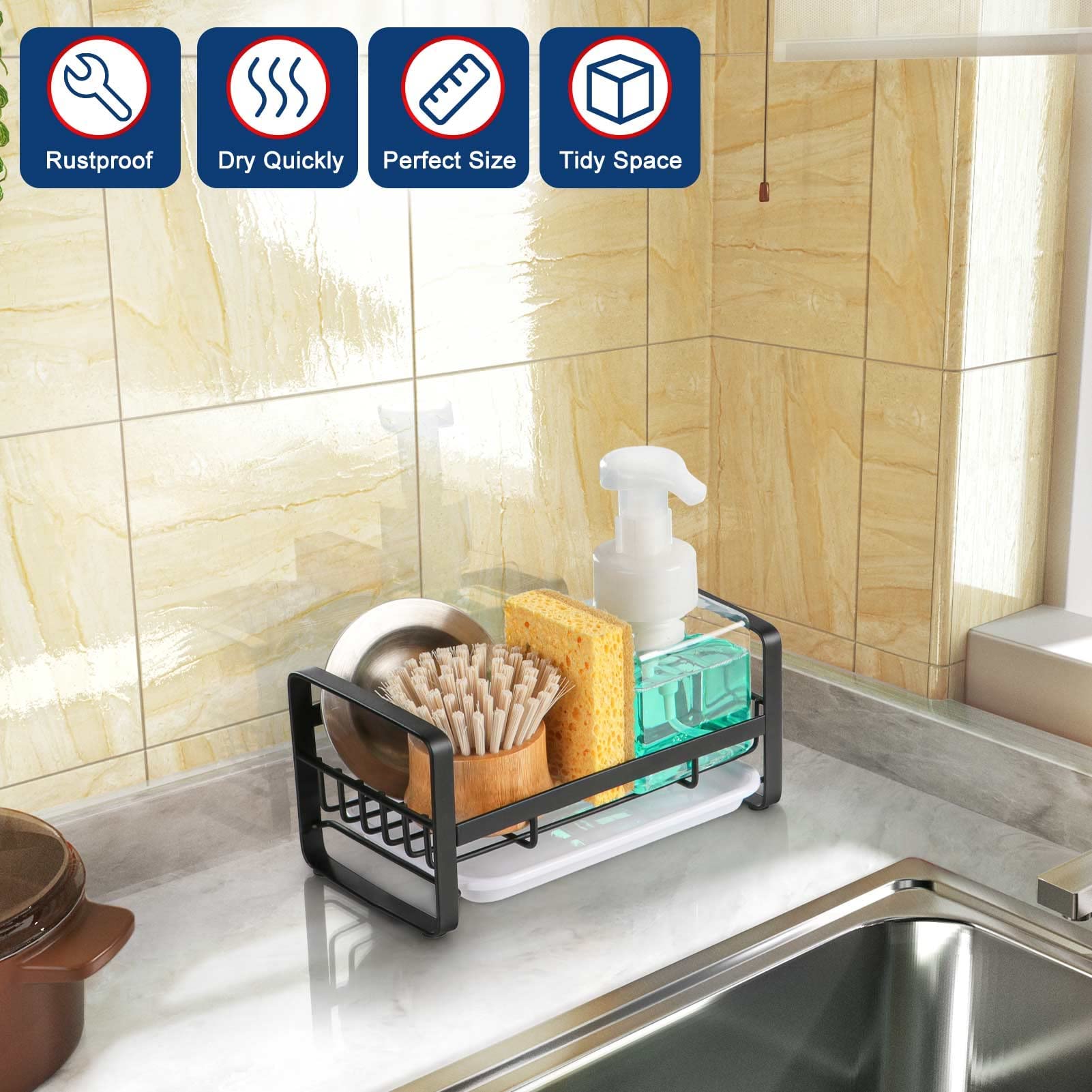 HULISEN espacio para dispensador de jabón no incluido, instalación flexible.