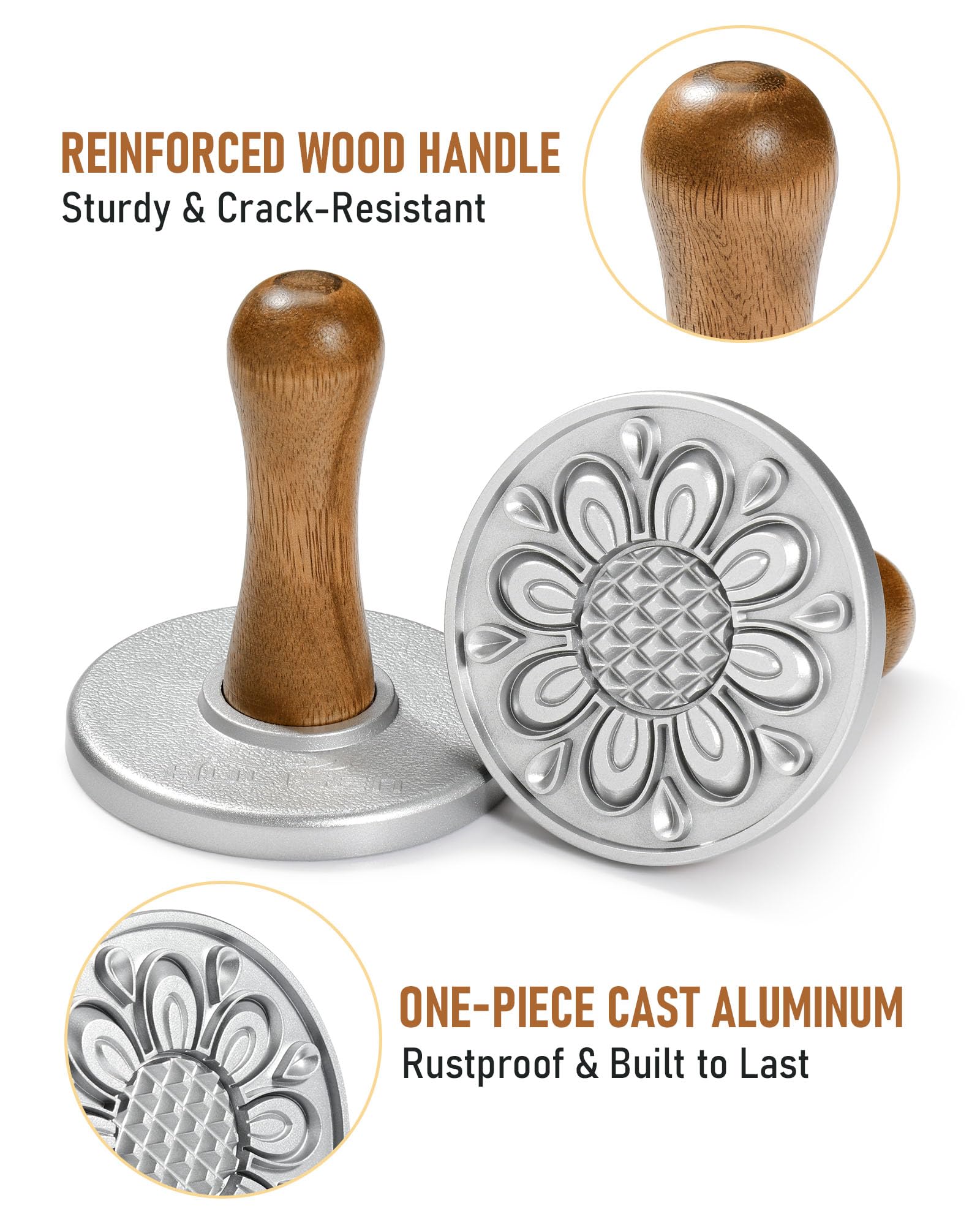 Mango de madera ergonómico de HULISEN para un agarre cómodo durante horneado.