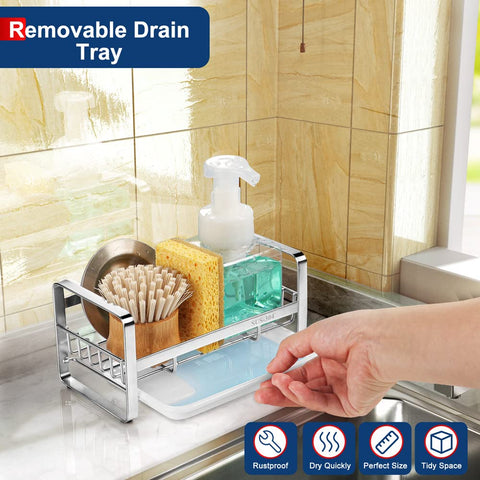 HULISEN Organizador de lavabo mantiene utensilios al alcance y la encimera ordenada.