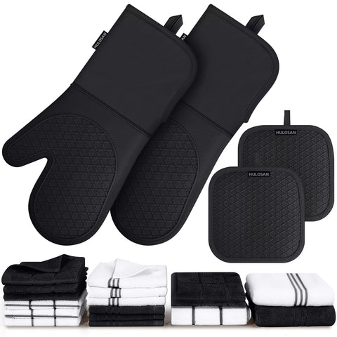 Guantes de silicona HULOSAN con agarre seguro para bandejas calientes.