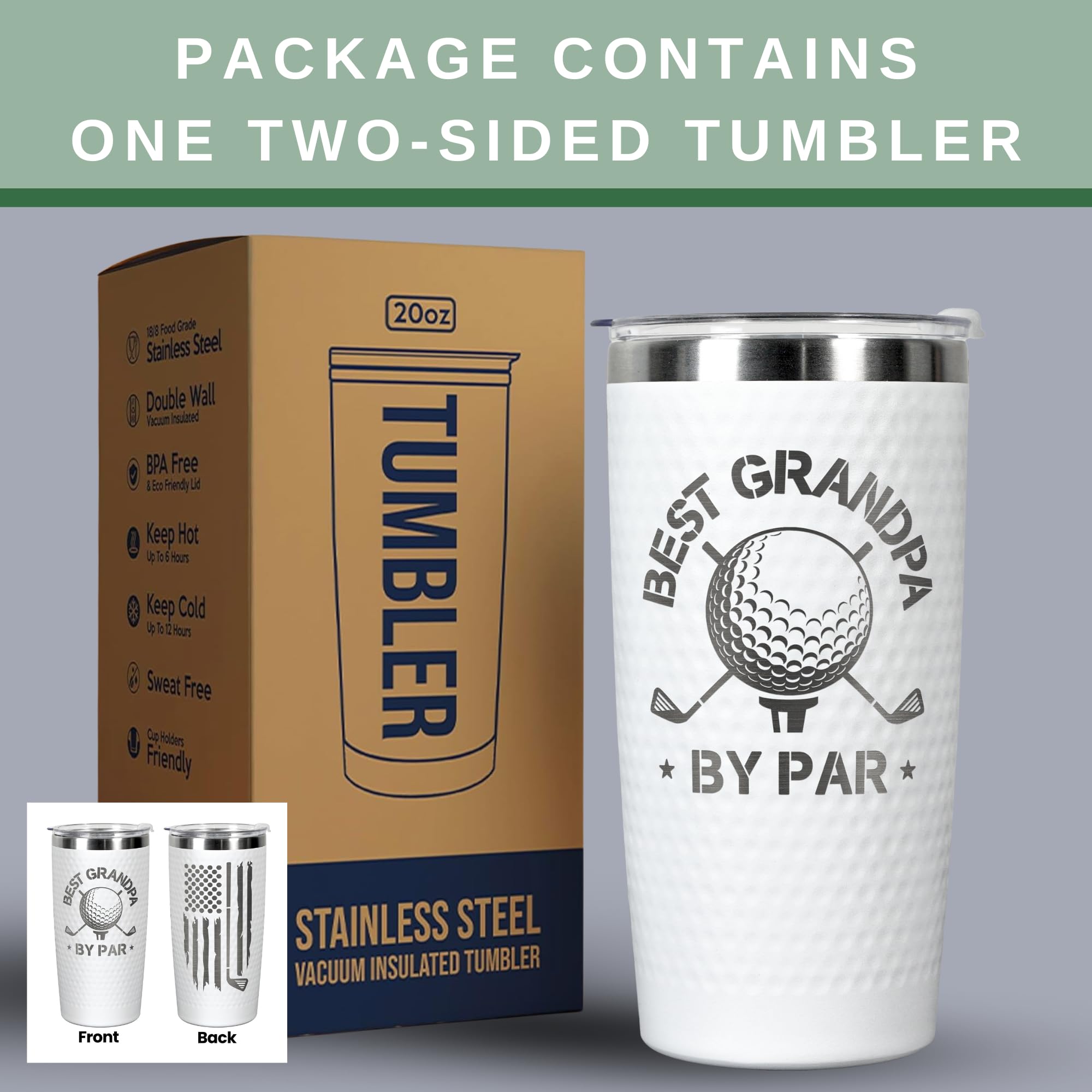 Tumbler HUNIGIFT con diseno de logo, perfecto para demostrar el espiritu de golf.