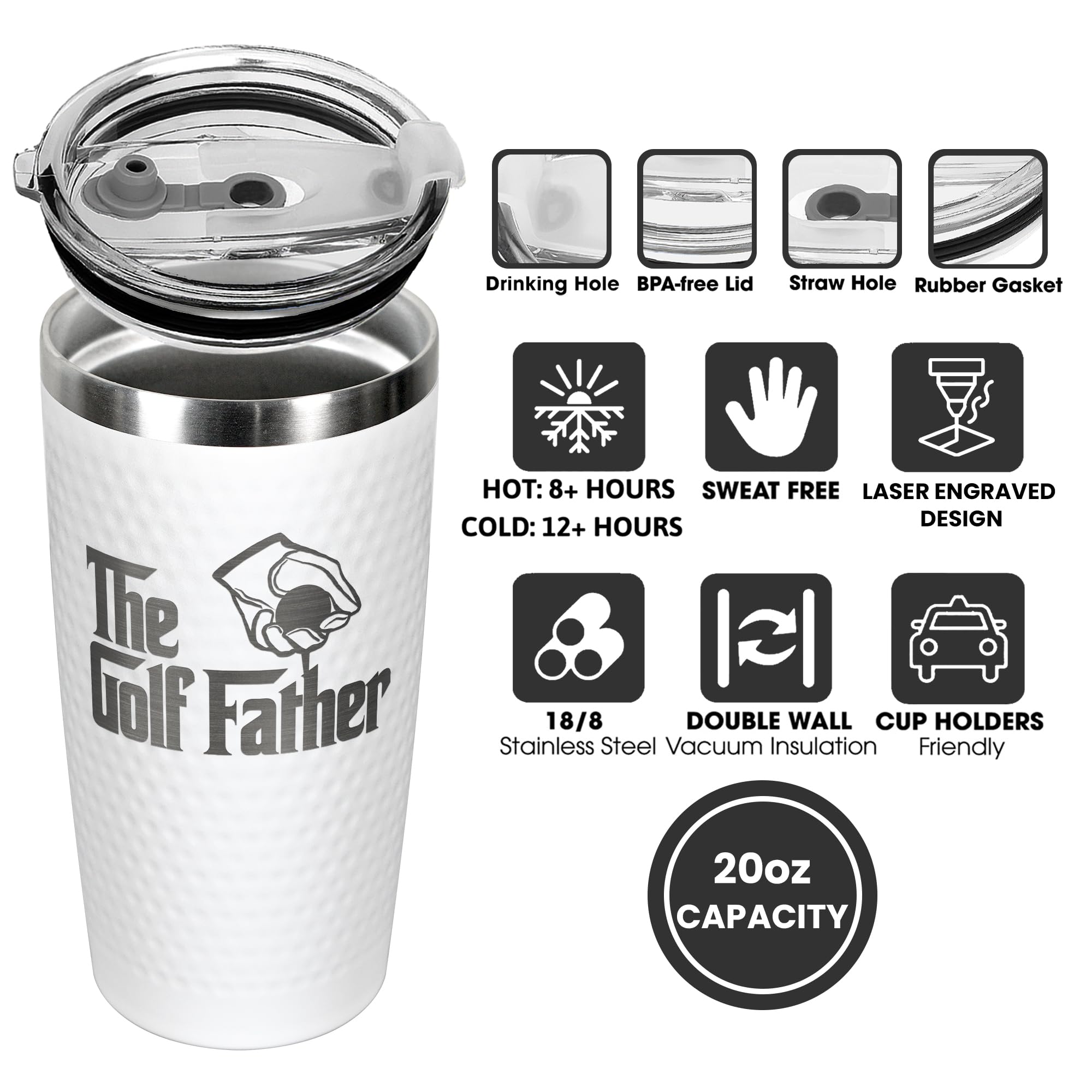 Vaso Hunigift para papá, complemento ideal para el golf y la vida diaria.
